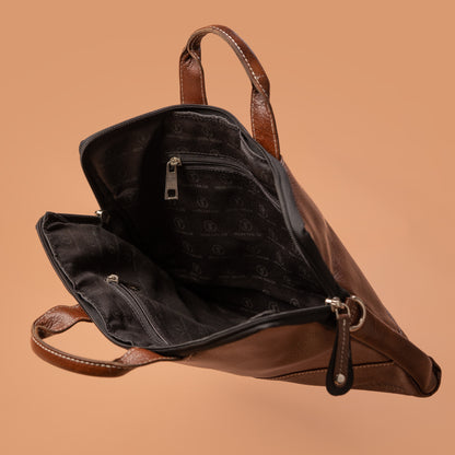 Brown Leather Briefcase Spacious Interior | Iron Tailor