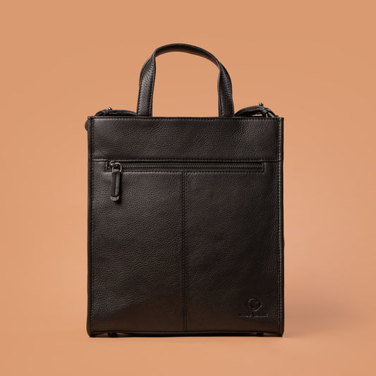 Back View of Black Hairon Leather Tote Bag for Women | Iron Tailor