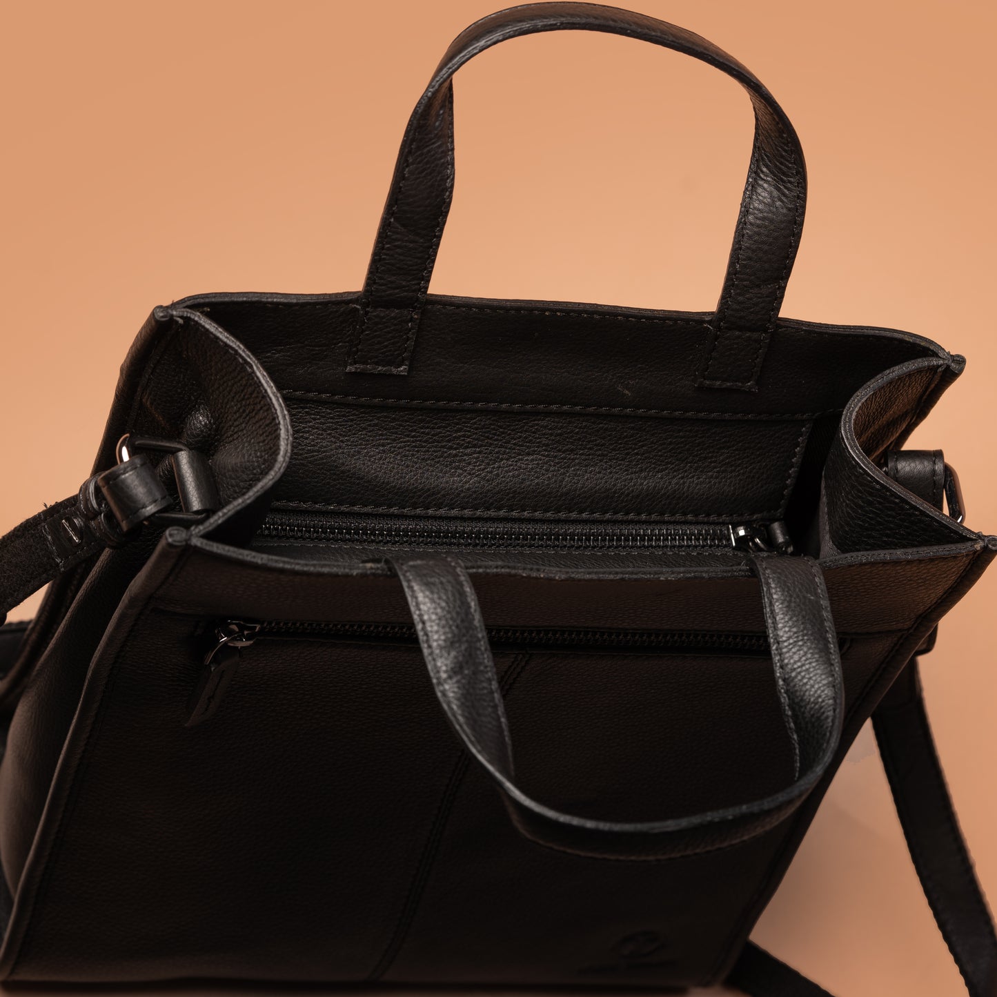 Black Hairon Leather Tote Bag with Spacious Interior | Iron Tailor