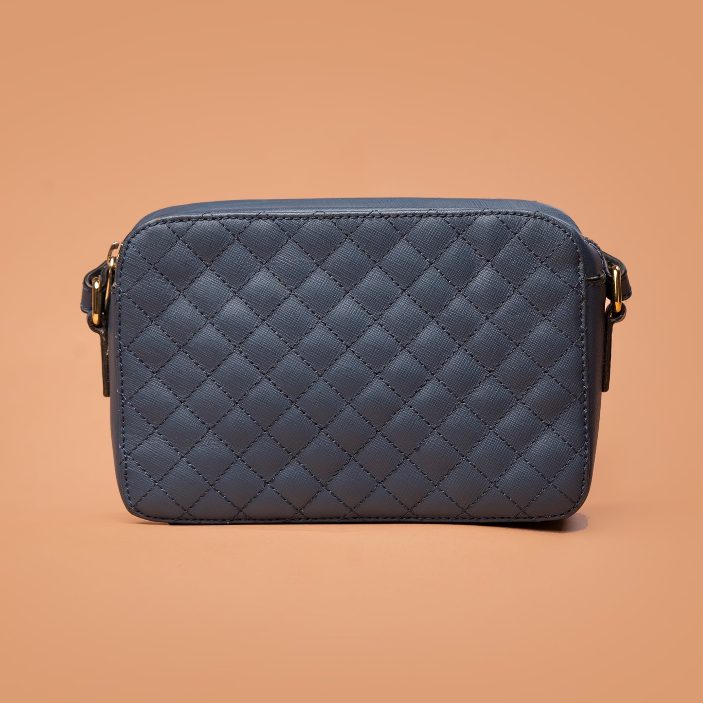 Francesca Diamond Stitch Pouch – Blue Leather Sling Bags For Ladies | Iron Tailor