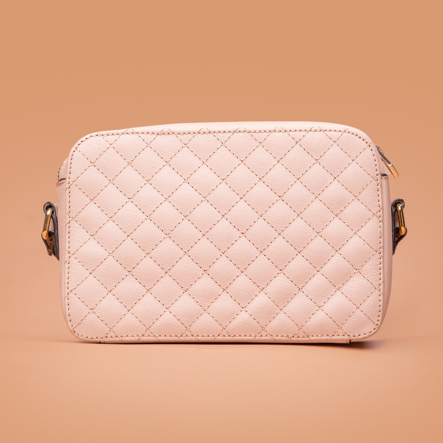 Francesca Diamond Stitch Pouch – Rose Gold Leather Sling Bags For Ladies | Iron Tailor