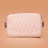 Francesca Diamond Stitch Pouch – Rose Gold Leather Sling Bags For Ladies | Iron Tailor