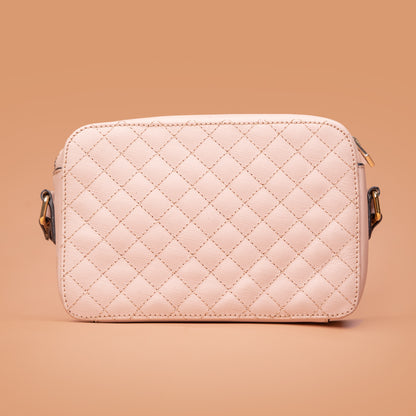 Francesca Diamond Stitch Pouch – Rose Gold Leather Sling Bags For Ladies | Iron Tailor