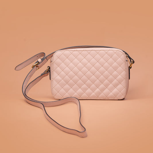 Rose Gold Leather Sling Bag with Adjustable Shoulder Strap | Iron Tailor