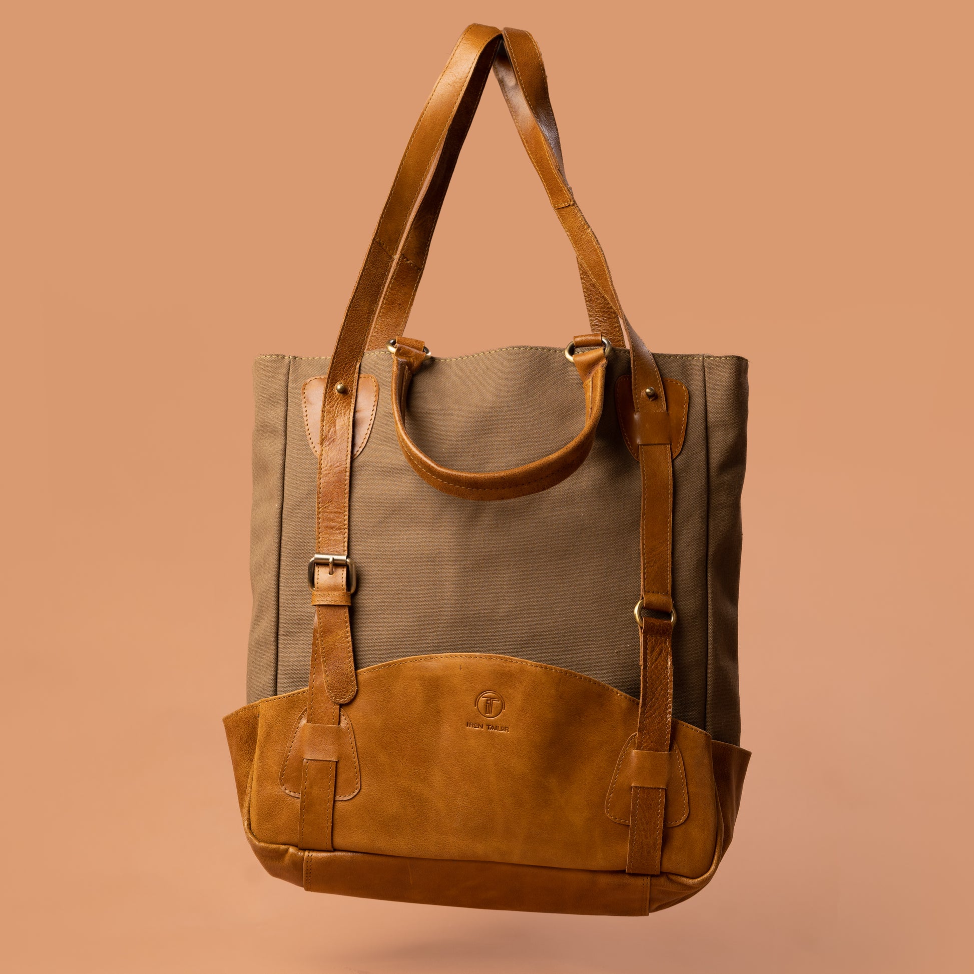Women's Canvas Handbag with Adjustable Leather Straps | Iron Tailor