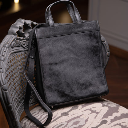 Black Hairon Leather Tote Bag for Everyday Use | Iron Tailor