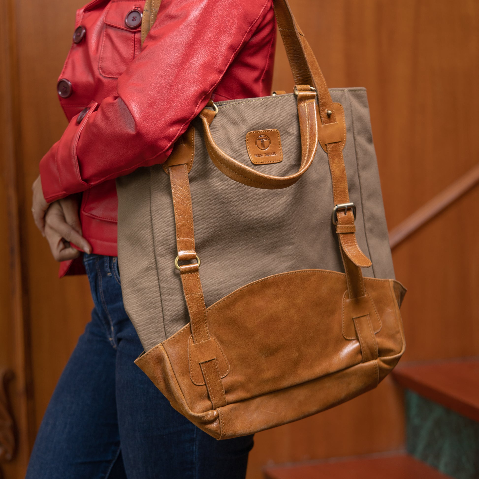 remium Canvas & Leather Tote Bag for Work and Travel | Iron Tailor