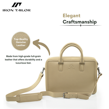 Premium Leather Executive Briefcase with Detachable Strap | Iron Tailor