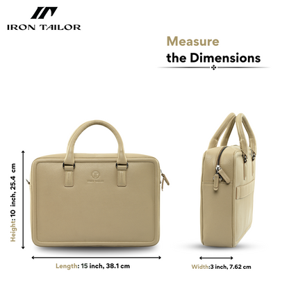 The Chest Laptop Bag in Beige with Rear Pocket | Iron Tailor