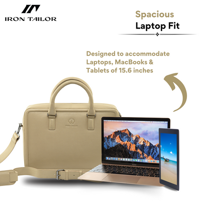 The Chest Laptop Bag in Beige Fits Up to 15.6 Inch Laptop | Iron Tailor