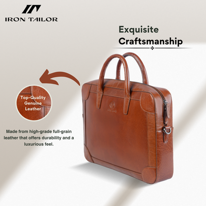 Handcrafted Leather Briefcase with Premium Craftsmanship | Iron Tailor