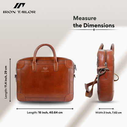 Leather Briefcase Dimensions and Carry Profile | Iron Tailor
