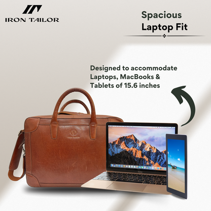 Leather Laptop Bag Fits Up to 15.6 Inch Laptop | Iron Tailor