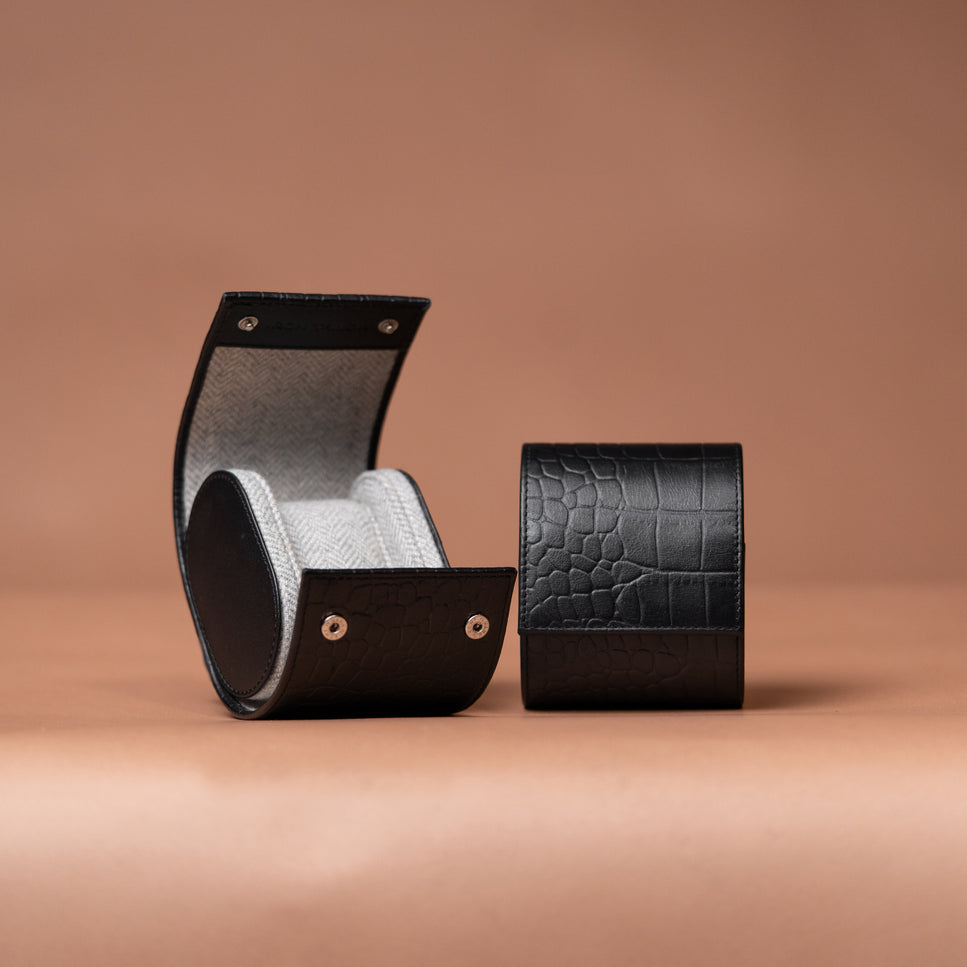 Timevault Watch Case Combo in Faux Crocodile Leather | Iron Tailor