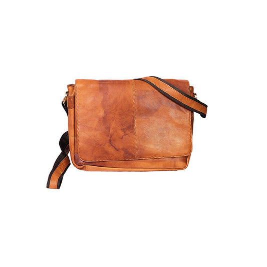 Tan Sling Messenger Bag Front View | Iron Tailor 